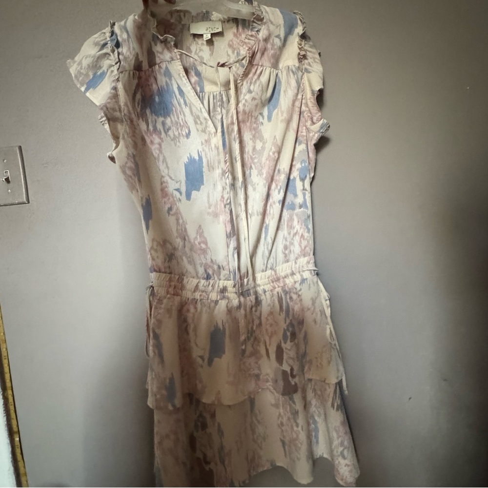 Pinch Elegant Floral Dress in Cream and Blue